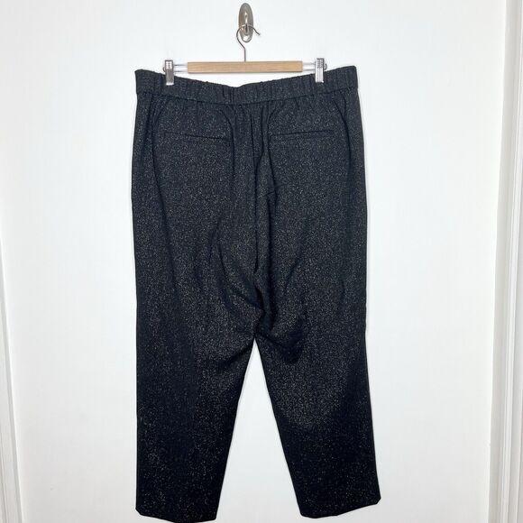 LOFT Pleated Metallic Striped Straight Leg Dress Pants Black Womens XL - Picture 6 of 8